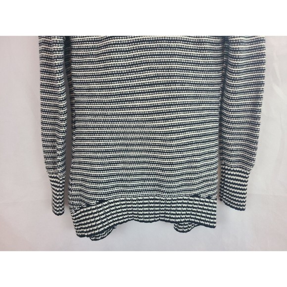 Merona Women's (M) Black & White Stripe Open Front Shaw Collar Sweater Cardigan - Picture 6 of 8